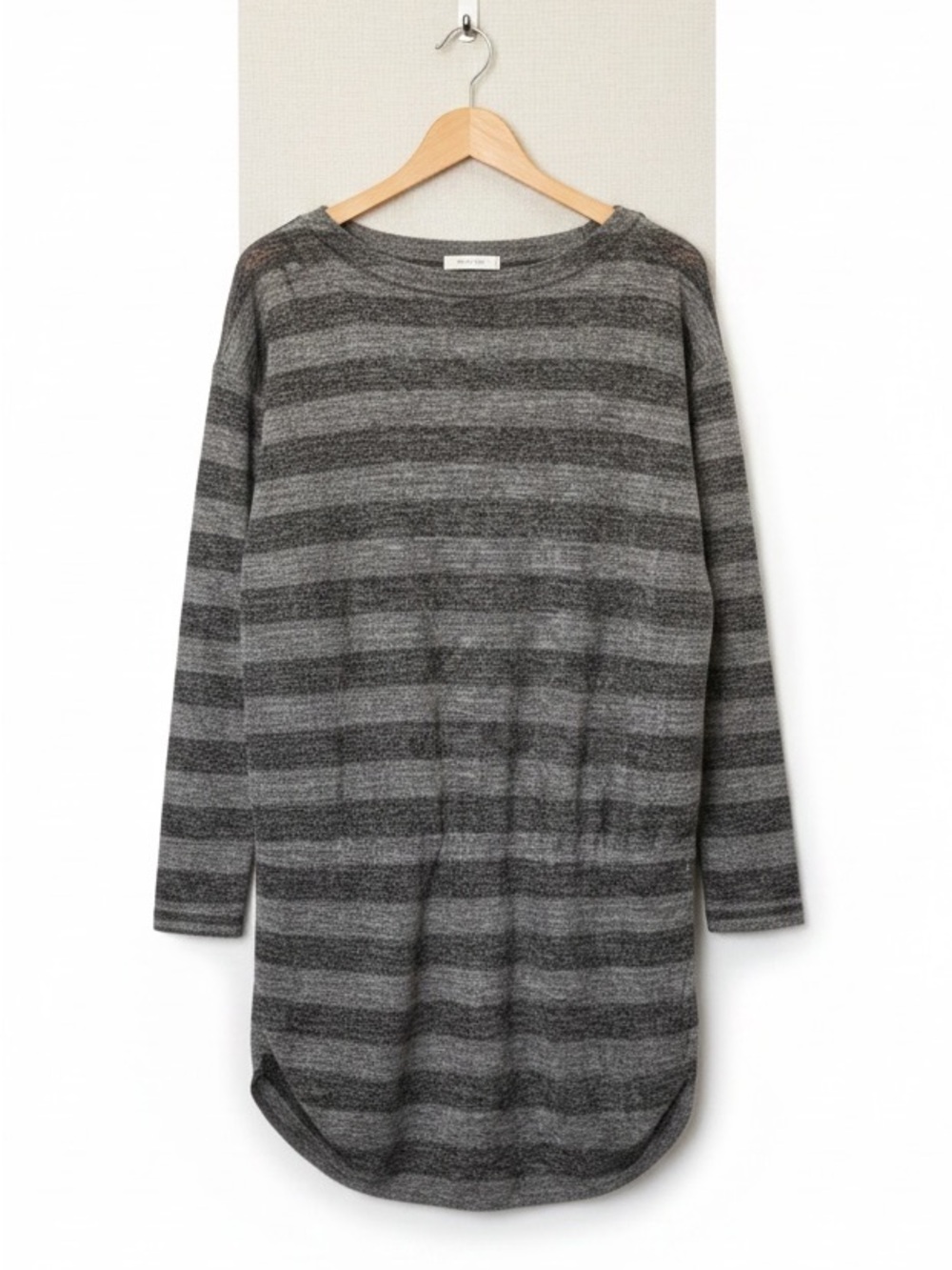 Lou & Grey Heathered Gray Stripe Drop Waist Stretchy Dress Size S